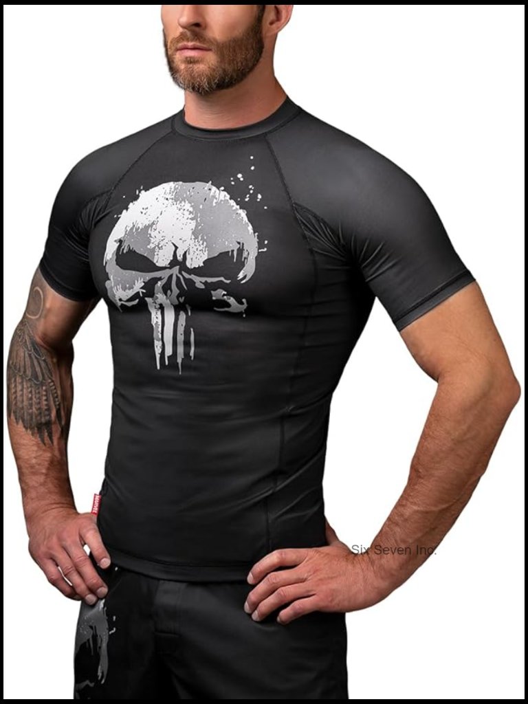 Men's Marvel Hero Elite Short Sleeve Rash Guard - The Punisher
